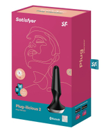 Черная анальная пробка с вибрацией Satisfyer Plug-ilicious 2 - 14 см. (Цвет: черный)
