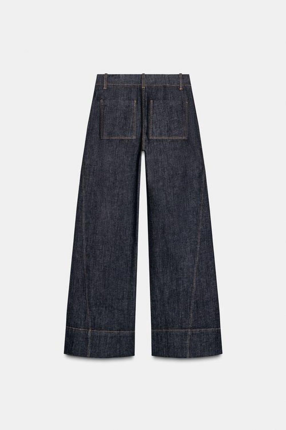 ZARA ШИРОКИЕ БРЮКИ СО ШВАМИ, ЧЕРНЫЙ