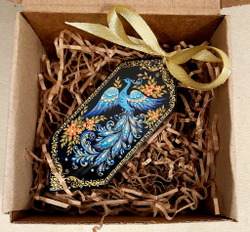 Ёлочная игрушка/сувенир "Конфета с росписью Палех "Жар-птица"