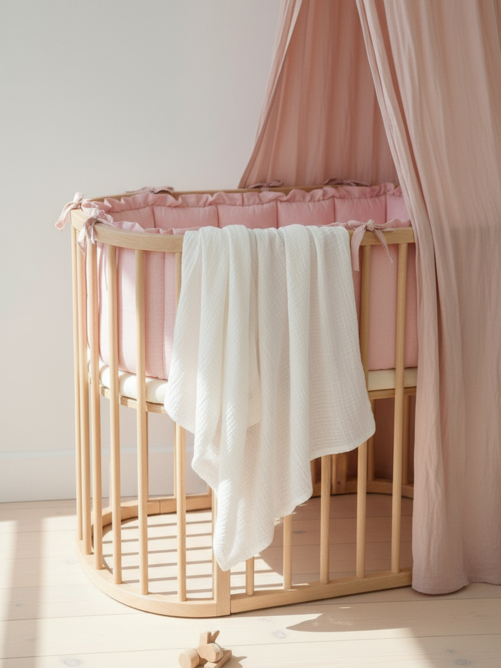 Бортик плоский с рюшами розовый