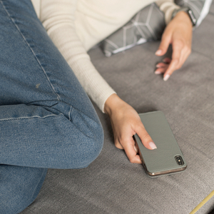 Чехол для iPhone XS Max из натуральной кожи теленка, стального цвета