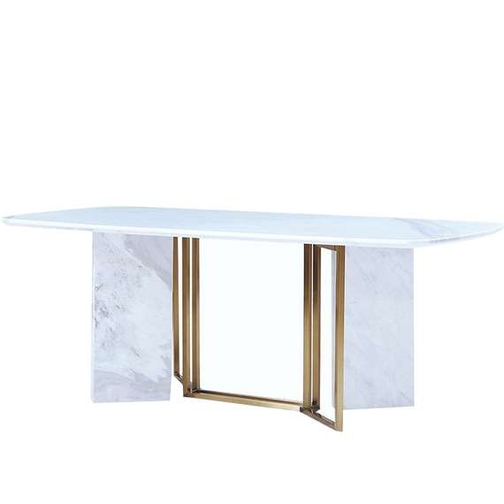 Стол Marble Cross, 220х100 см, белый керамогранит