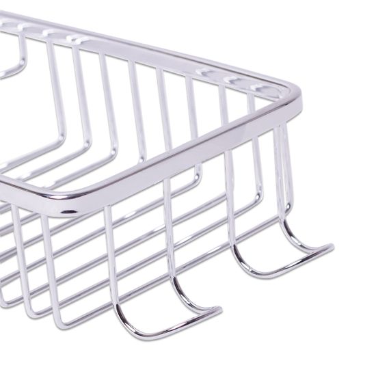 Корзинка прямоугольная с крючками Besser BS 8505 (26,5х11,5х5 см) из нержавеющей стали с хромированным покрытием