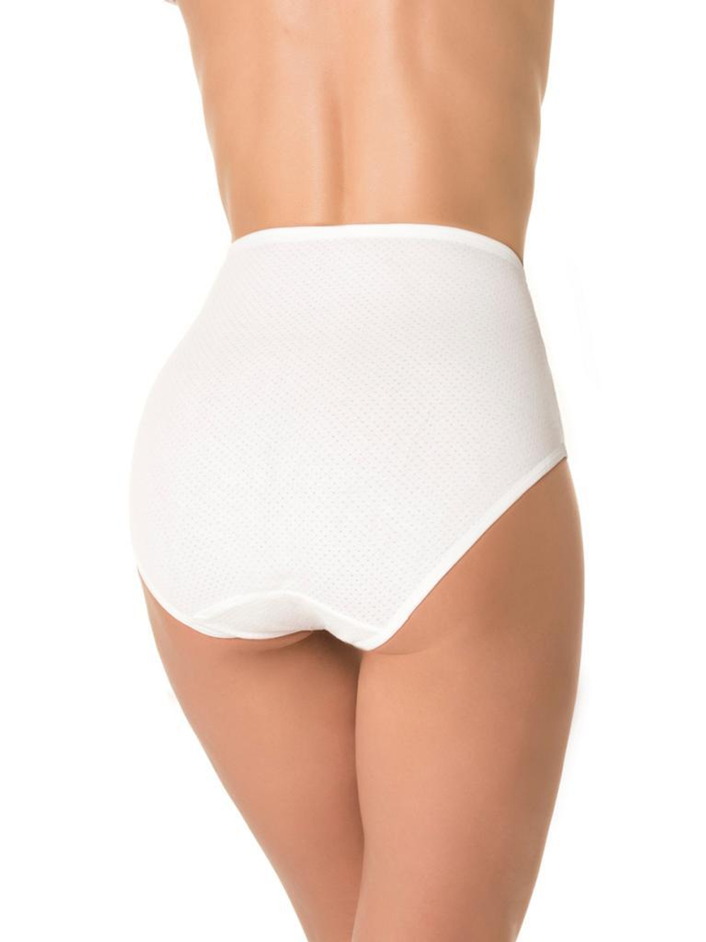 Трусы с высокой линией талии из мягкого перфорированного хлопка (Размер: XXXL) (Цвет: молочный)