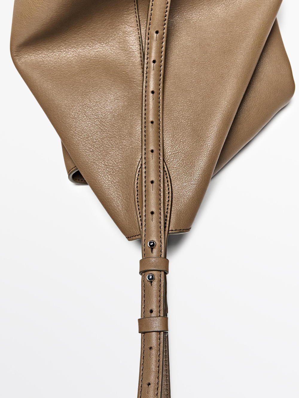 Massimo Dutti Сумка-мешок из кожи наппа, серо-коричневый