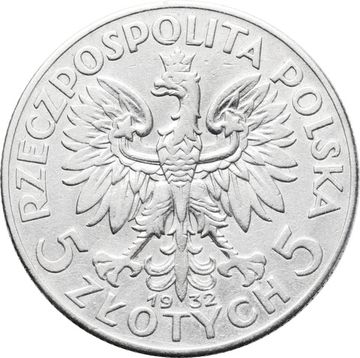 5 злотых 1932 Польша. Голова Полонии