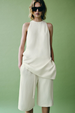ZARA АСИММЕТРИЧНЫЙ ТОП — ZW COLLECTION, ЭКРЮ