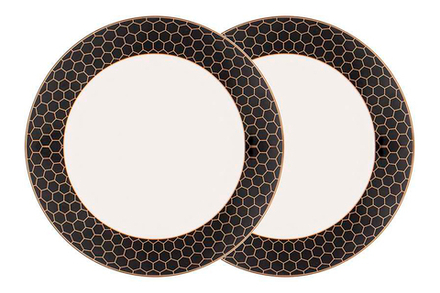 Набор из 2х обеденных тарелок "Harmony" черно-золотая деколь 27 см