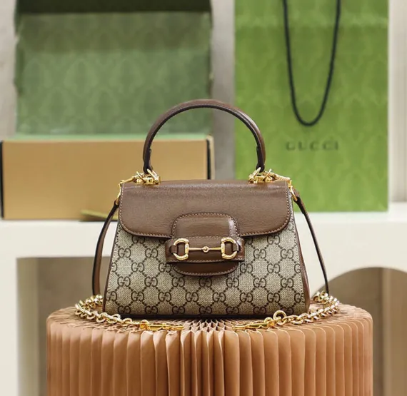 Мини-сумка Gucci Horsebit 1955 коричневый