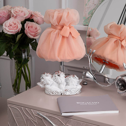 Настольная лампа Весёлые Купидоны Сильвер Мадлен Пудровый