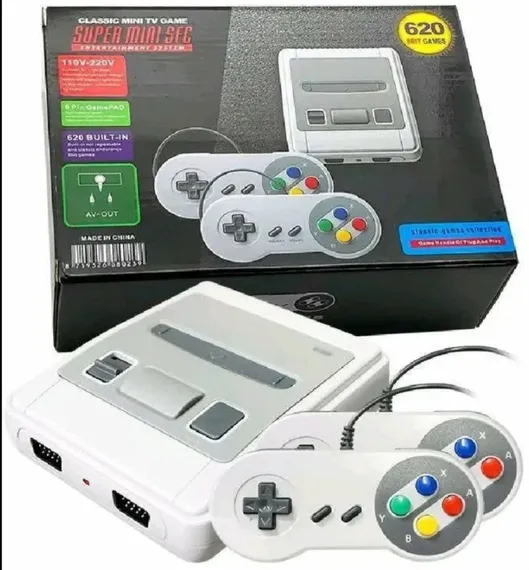 Игровая приставка 8-bit Super Mini SFC-620 (620 в 1) + 620 игр + 2 геймпада, Серый