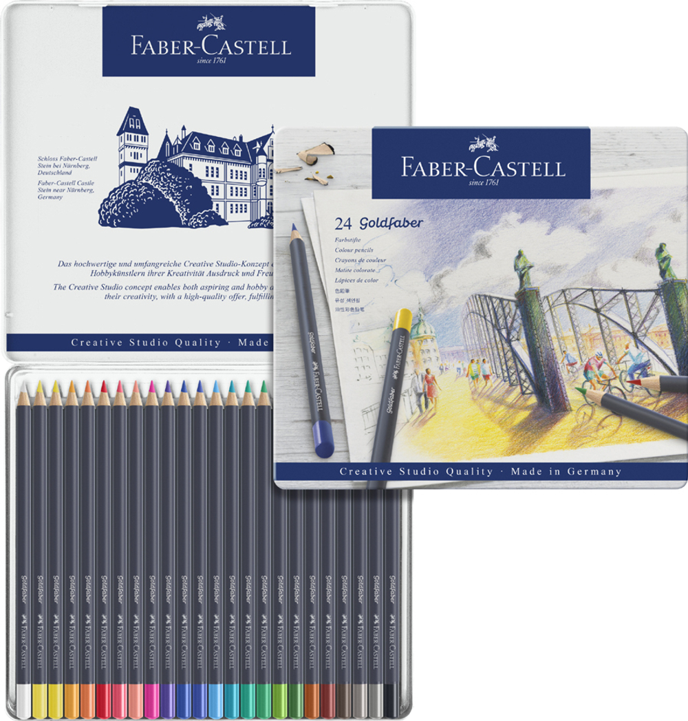 Цветные карандаши Goldfaber, в метал. коробке, 24 шт.