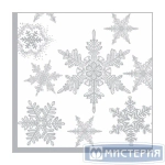 Салфетки бумажные 33*33 Арт Букет Снегопад. Серебро, 3 сл., 20л