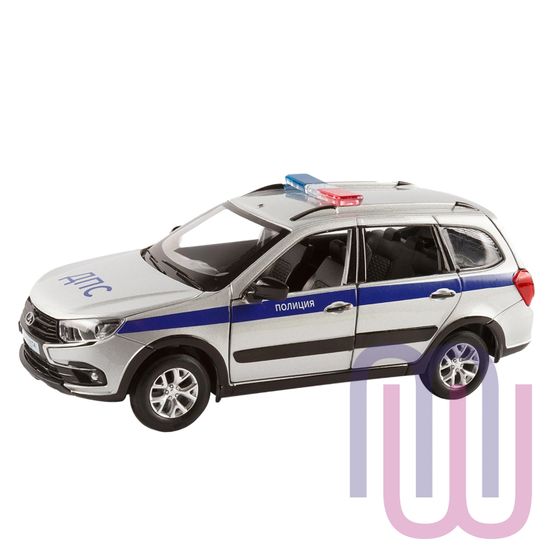 МОДЕЛЬ МАШИНЫ 1/24 LADA GRANTA CROSS ПОЛИЦИЯ СЕРЕБРЯНЫЙ