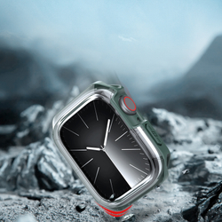 Чехол-бампер с зелеными вставками от Dux Ducis для часов Apple Watch 45мм на модели 7, 8 и 9 серии, серия Tamo Series Case