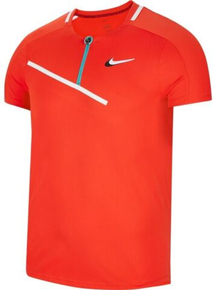 Теннисное поло Nike Spring Slam Ultimate Zip Polo M - habanero red/white - Red