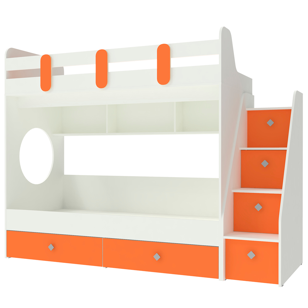 Двухъярусная кровать КарИВи Фортуна-2 Белый  Оранжевый