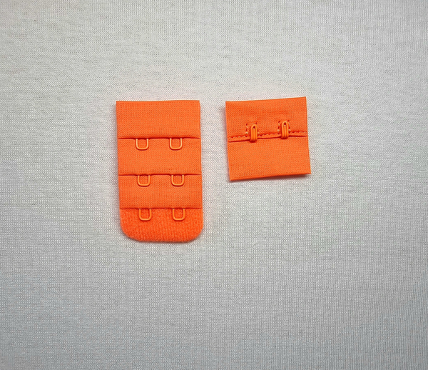Застёжка тканевая на 2 крючка оранжевый неон