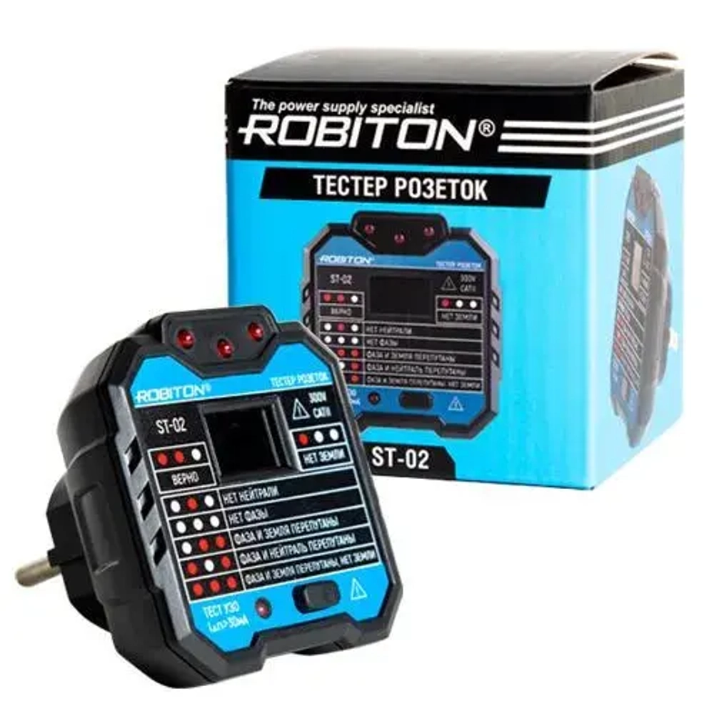 Тестер розеток с дисплеем ROBITON ST-02