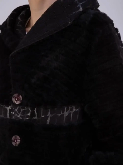 Дубленка женская натуральная с капюшоном оверсайз Турция