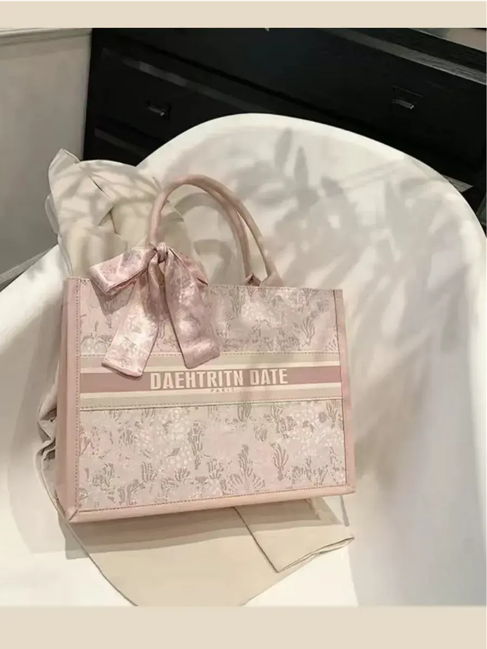 Сумка для учебы большая а4 тоут розовая y2k с бантиком