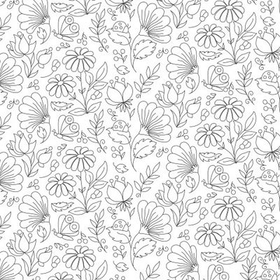 Маки, ромашки, колокольчики, листья, ягоды, бабочки, жуки. Botanical doodles.