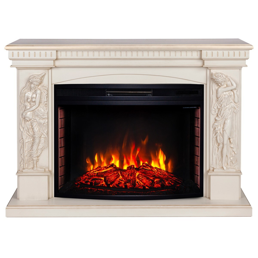 Электрокамин RealFlame Diva 33 WT белый дуб с золотой патиной с очагом Firespace 33 S IR