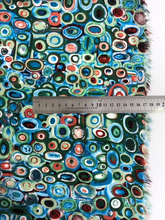 Штапель принт камешки зеленый/голубой/теракот BST3874