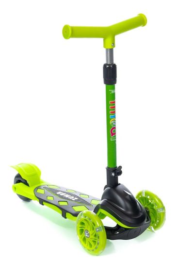 Самокат трехколесный со светящимися колесами Micar Zumba 2022 чёрный, зеленый