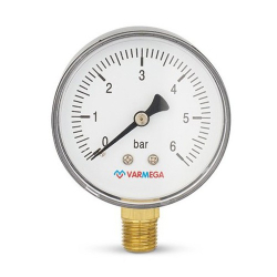 Манометр VARMEGA радиальный 63 мм, 6 бар, 1/4", VMMT10-630602