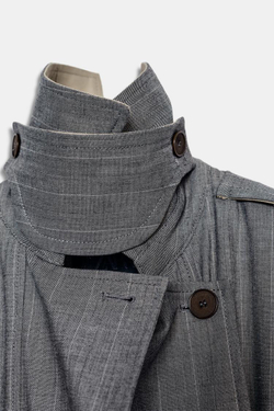 ZARA КОМБИНИРОВАННЫЙ ТРЕНЧ В КЛЕТКУ — ZW COLLECTION LIMITED EDITION, СЕРЫЙ