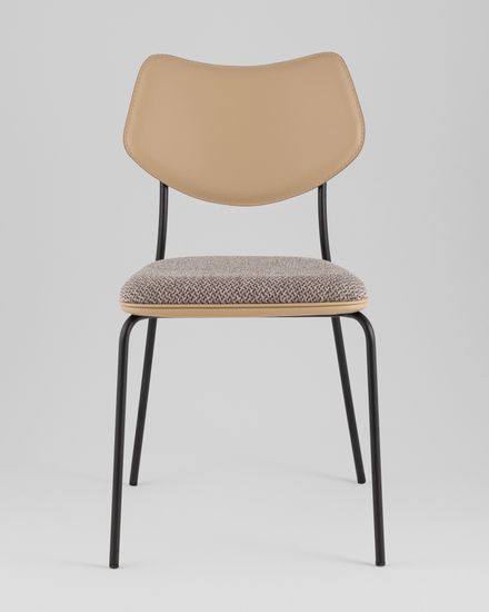 Стул обеденный Casey серо-коричневый с бежевой экокожей