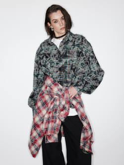 Рубашка Grunge, черно-зеленая