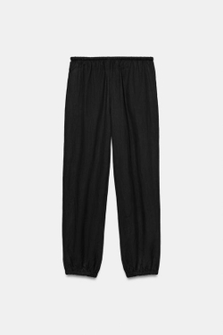 ZARA БРЮКИ-БОМБАШКИ С ЭЛАСТИЧНЫМ ПОЯСОМ, ЧЕРНЫЙ