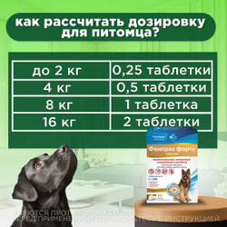 Таблетки от гельминтов и лямблий, профилактика дирофиляриоза для собак средних пород Фенпраз Форте, 10 таб