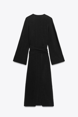 ZARA ПЛАТЬЕ МИДИ С ЗАВЯЗКАМИ — ZW COLLECTION, ЧЕРНЫЙ