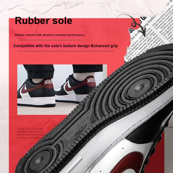 Nike Air FORCE 1 Детские Скейтбординги Низкие кроссовки Черно-белая панда Юнисекс