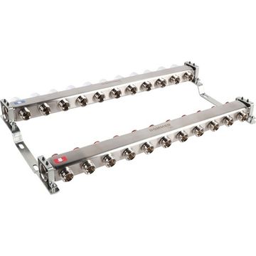 Коллектор Rommer 1"x3/4" на 11 контуров с запорными клапанами (нерж. сталь) RMS-3200-000011
