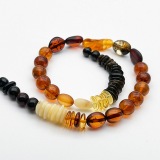 Янтарь бусины микс, размер 5-19 мм, цена за нить 28 см
