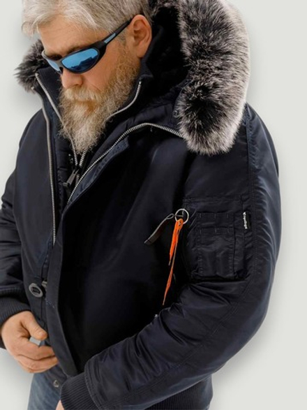 Куртка бомбер зимний Apolloget N-2B Gimalai (blue/orange - т.синий/оранж)