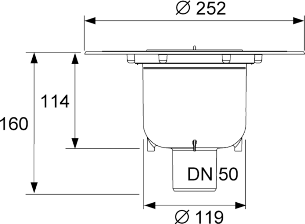 Сифон TECEdrainpoint S DN 50, вертикальный с универсальным фланцем Seal System