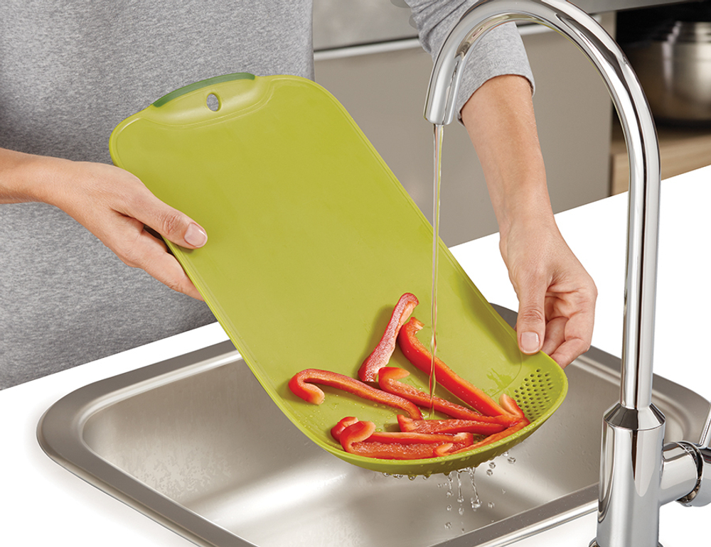 Доска разделочная Chop & Drain зеленая, Joseph Joseph