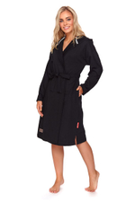 Хлопковый халат со съемным поясом (Размер: XL) (Цвет: черный)