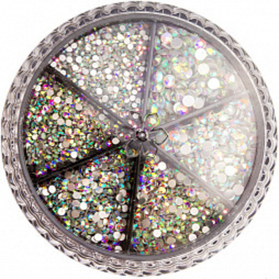 Стразы AB White набор стекло SS 3,4,5,6,7,8,10 в банке-органайзер