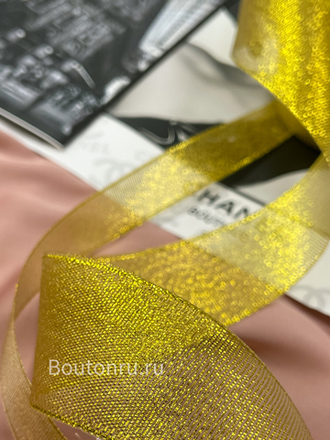 Лента парча блестящая золотистая