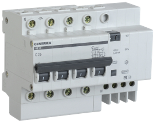 Дифференциальный автоматический выключатель ИЭК АД14 4Р 32А 30мА GENERICA