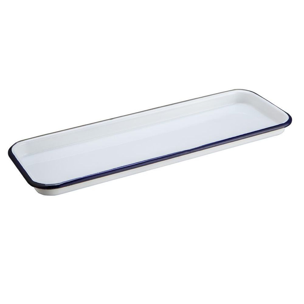 Блюдо прямоугольное 34,7*12,7*1,7 см 400 мл (поднос) Blue Rim эмалированая сталь SUNNEX [1]