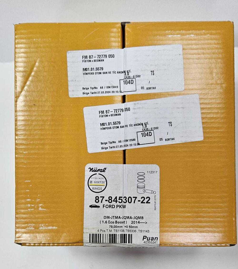 Поршни с кольцами +0.50 FORD 1,6 EcoBoost NURAL