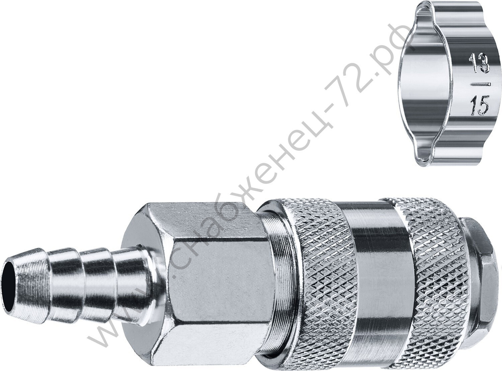 ЗУБР штуцер ″елочка″, 10 мм - рапид муфта, переходник с обжимным хомутом, Профессионал (64917-10)