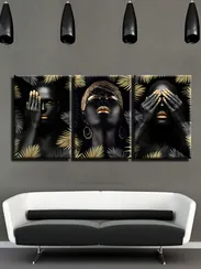 Модульная картина "трио девушек в золоте"